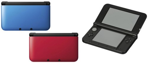 The original launch colors of the Nintendo 3DS XL.